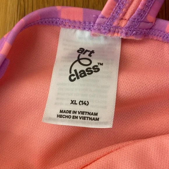 NWT Art Class Girls Pink and Purple Checkered One Piece Swimsuit Size XL - Picture 5 of 8
